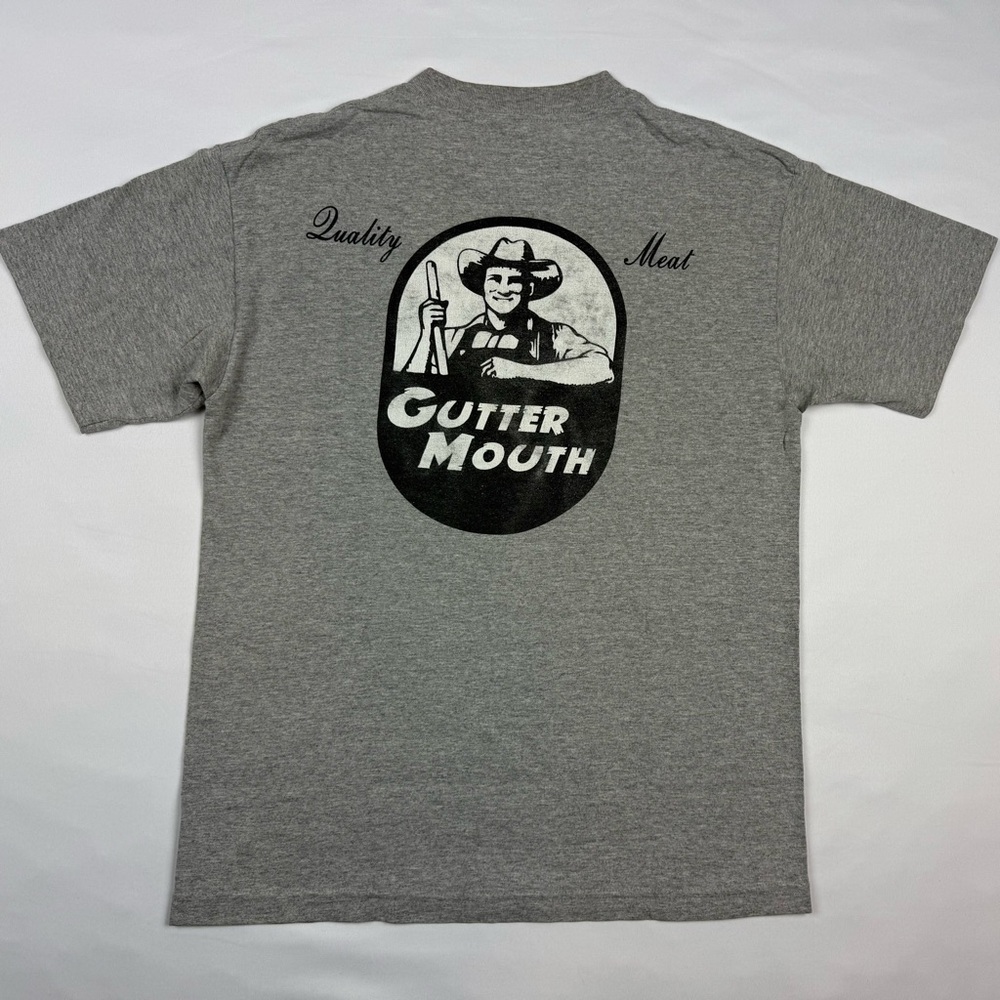 Vtg Guttermouth T-Shirt Sz Medium 90s Punk Rock Band Quality Meat Grey A3